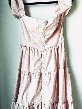 STAUD Pale Pink Tiered Sundress with Button Front